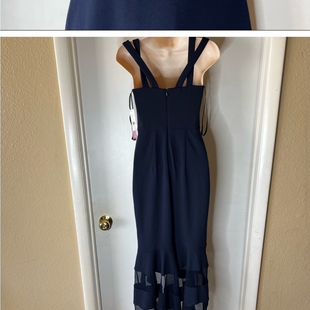 Aqua Formal Hi-Lo Navy Blue Dress - Picture 4 of 4